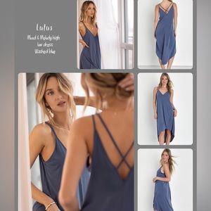 Lulus Mood & Melody Washed Blue high-low dress XS